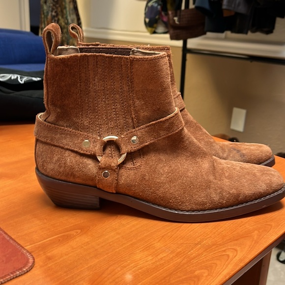 Madewell The Santiago Western Ankle Boot - Dried Maple - Size 9.5 Suede Harness - Picture 5 of 8